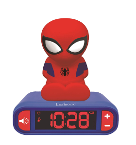 LEXIBOOK RL800SP Digital Alarm Kids with Night Light Snooze and Marvel Spider Man Superheroes Sound Effects Childrens Boys Clock Luminous Spiderman, Blue Colour