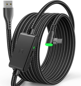 INIU 5M VR Link Cable with Separate Charging Port, USB 3.0 to USB C Cable for Meta Quest 3s 3 2 1 Quest Pro, Pico 4, Steam VR, Gaming PC, High Speed Data Transfer for Virtual Reality Headset - Black