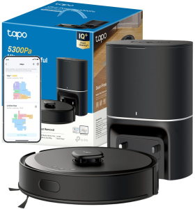 Tapo RV30 Max Plus 5300Pa Robot Vacuum Cleaner with Mop, LiDAR+IMU Dual Navigation, 5300Pa Hyper Suction, Auto-Empty, Robot Hoover, Auto-Charging Robotic Vacuums, Alexa & Google