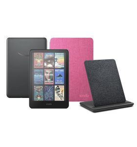 Kindle Colorsoft Signature Edition (32 GB) without ads, an Amazon Fabric Cover and a Made for Amazon Wireless Charging Dock
