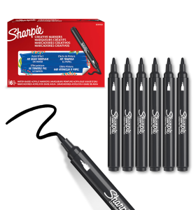 Sharpie Creative Marker Acrylic Paint Pens | Bullet Tip Water-Based Paint Markers | Black | No-Bleed Ink Writes on Most Surfaces | Crafting & Art Supplies | 6 Count