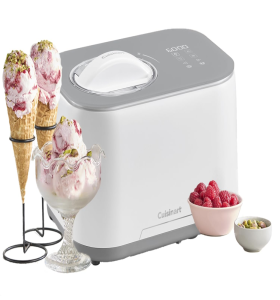 Cuisinart FreezeEase Ice Cream and Gelato Maker- Self freezing ice cream maker | 3 presets | Ice Cream, Sorbet, Frozen Yoghurt | No pre freezing needed | Ready in 40 mins | Keep cool function | White