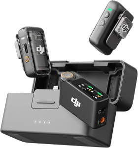 DJI Mic 3 (2 TX + 1 RX + Charging Case), Wireless Microphone for iPhone/Camera/Android, Ultralight, Adaptive Gain Control for Balanced Volume, Dual Band Anti-Interference, 28hrs Use, Vlog